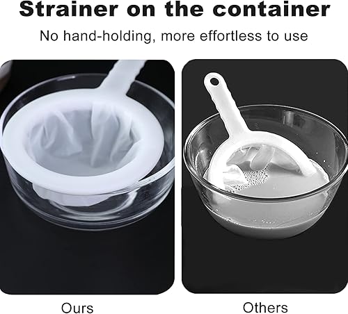 Miniatura 3 de AODERTI Coladores de malla para cocina, colador de nailon ultrafino de 5.4 pulgadas, pequeño tamiz de plástico de malla fina con asa, herramientas