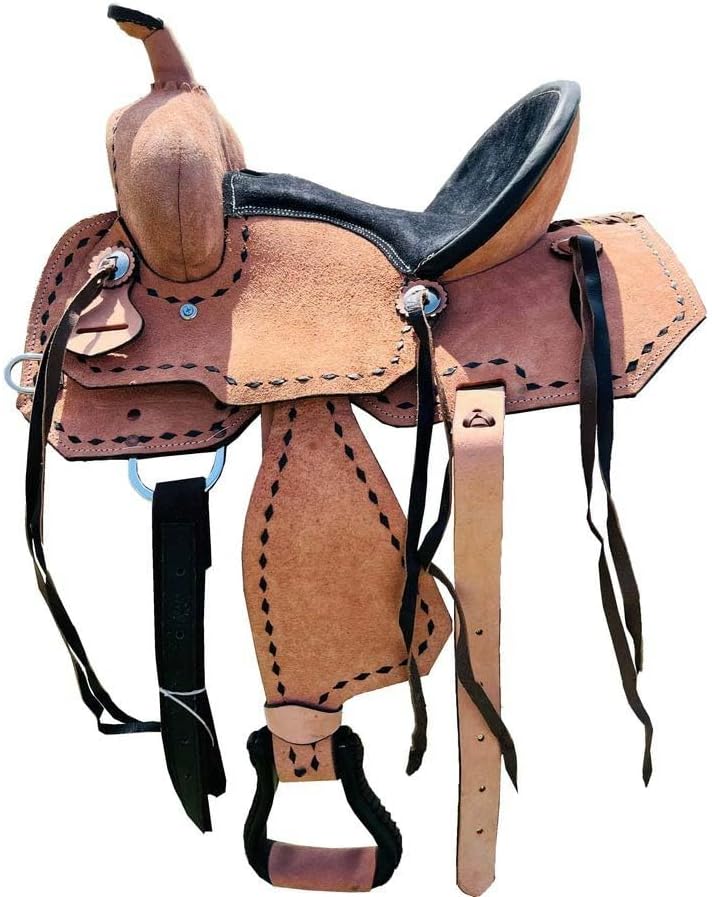 Horse Saddle Leather Western Barrel Racing Handmade Premium Comfort Horse Saddle for Best Riding Trail Equestrian Tooled Carved Size: 10-18 inches Seat Available, UG19