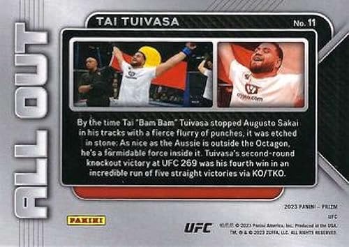 Miniatura 2 de 2023 Panini Prizm UFC All Out #11 Tai Tuivasa Heavyweight Official MMA Trading Card in Raw (NM or Better) Condition