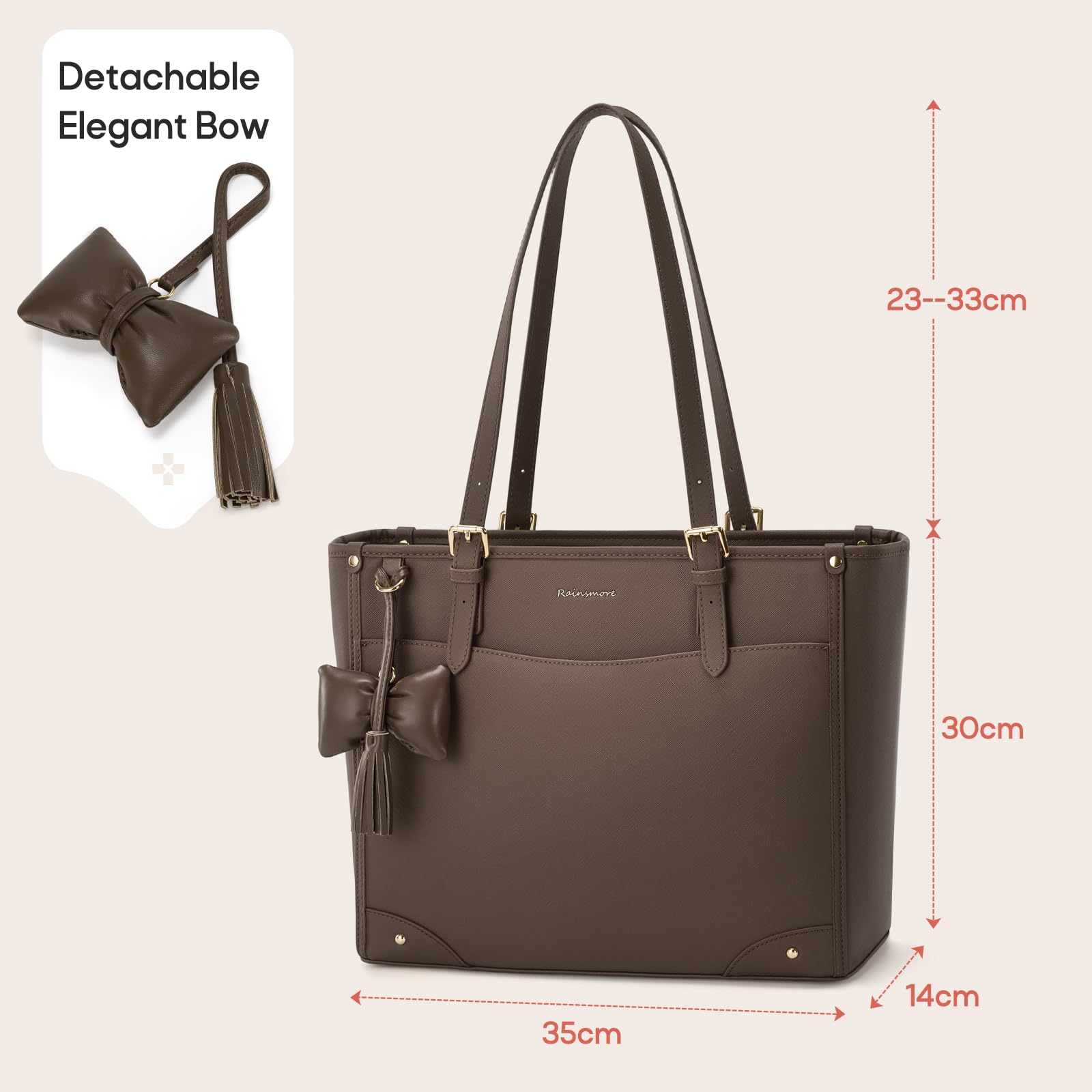 RAINSMORE Bolsas de mano para mujer bolso portátil grande
