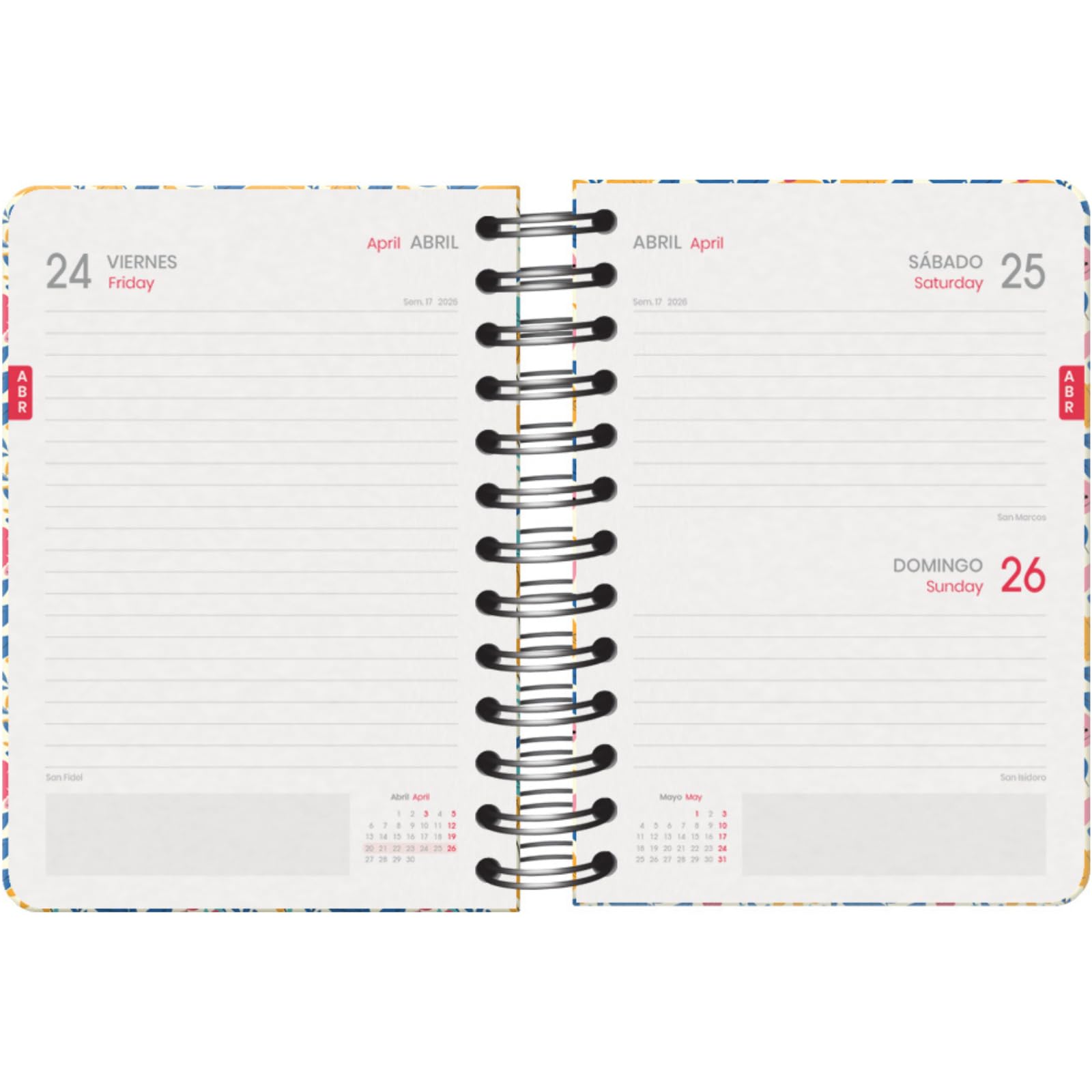 Dohe, School Planner 2025 2026, Day per Page, A6 Size (12x17 cm), Spanish and English, Double Spiral Binding and Elastic Band - Image 2
