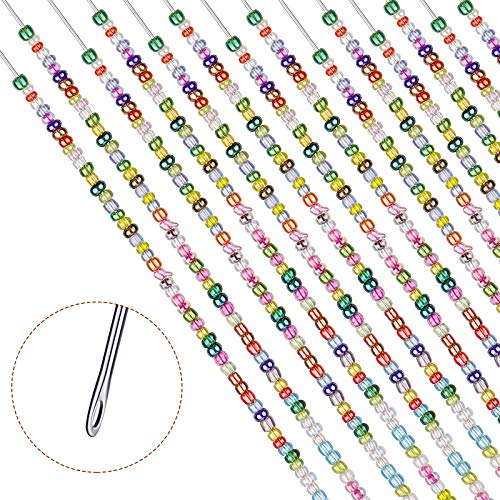 Husum 10 Pieces 6 Inches Curved Beading Needle Stainless Bead Spinner Needle String Bead Needle For Spin And String Bead (Silver-10Pcs) #TOP1