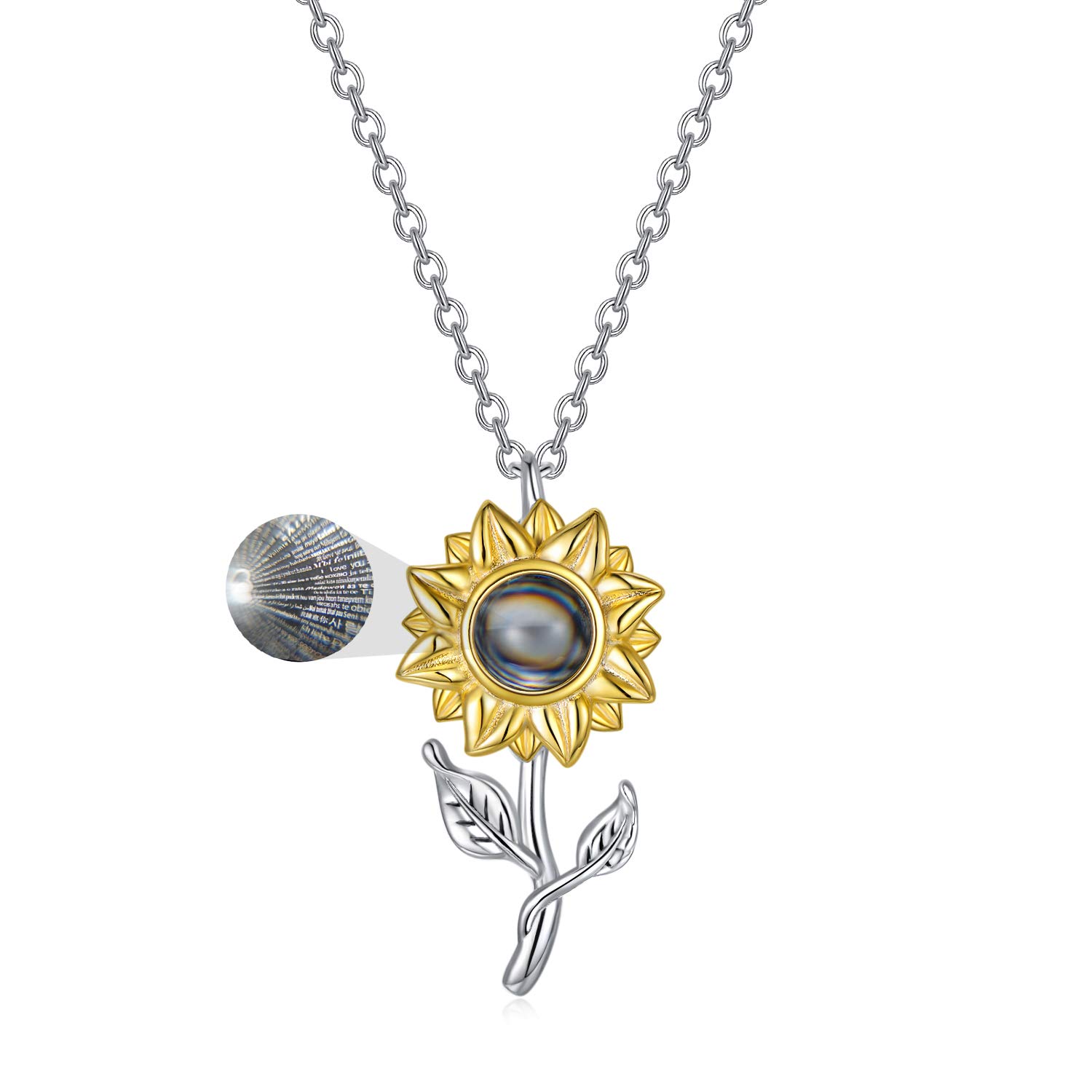 LONAGO Sterling Silver Sunflower Charm | "I Love You" 100 Languages Projection Bead For Bracelets - View #4