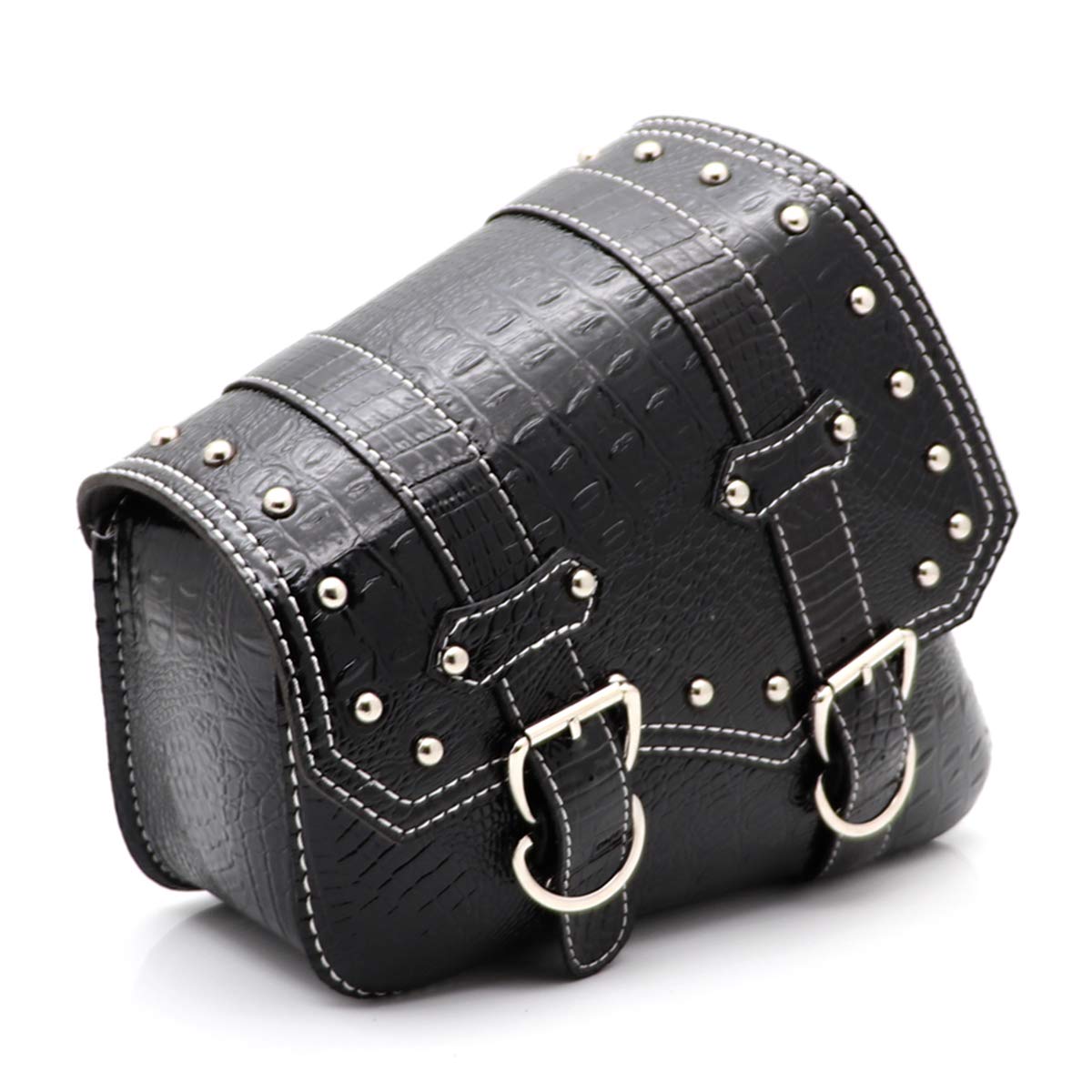 Bolsa Lateral Universal para Motocicleta, Alforjas de Cuero PU Bolsa Impermeable para Herramientas de Motocicleta - Negro (Lado Izquierdo)