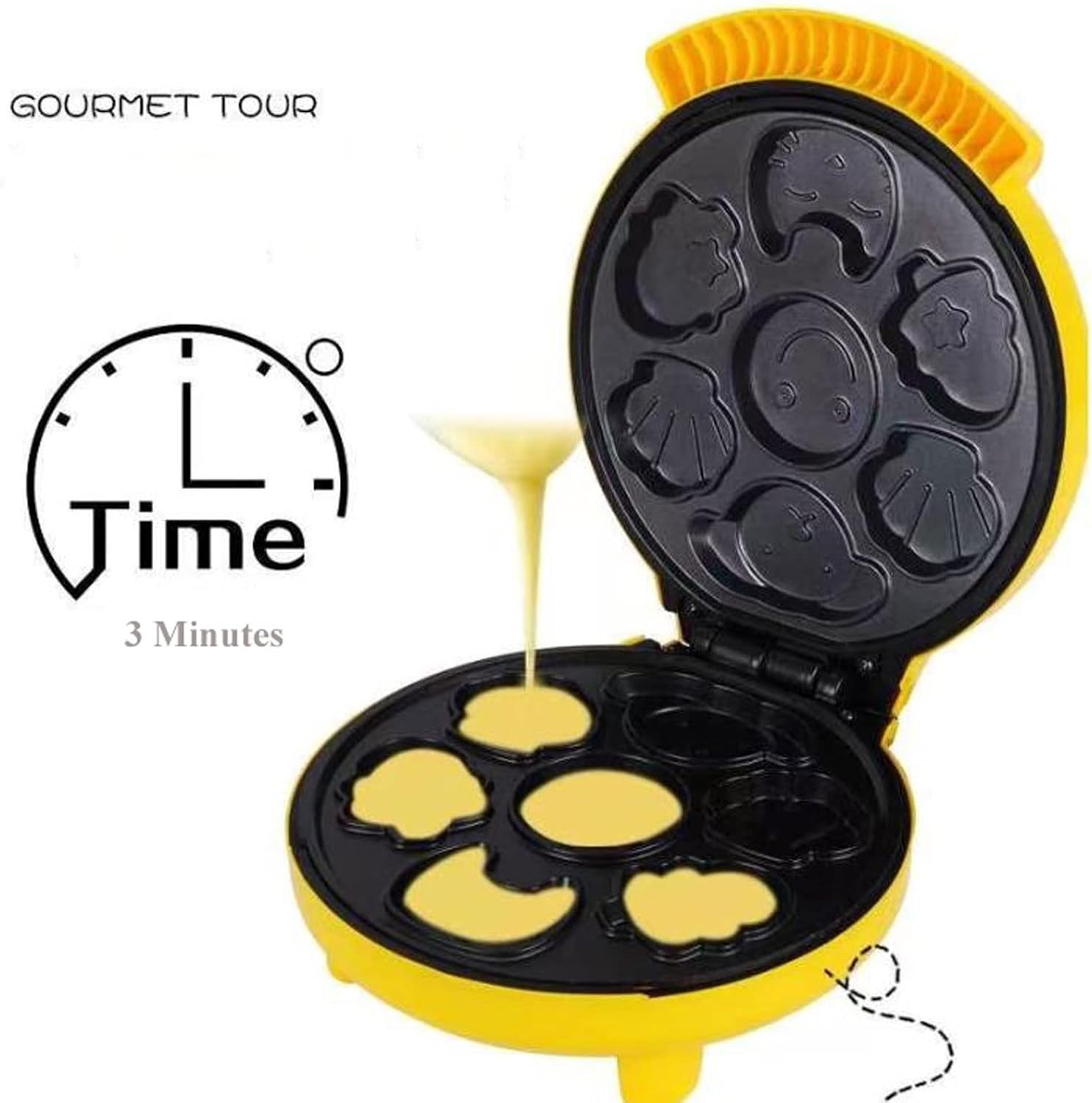Mini Waffle Maker Pancake Maker, Make 7 Different Shaped Pancakes Cookies, Electric Nonstick Pan Cake Waffler Iron, Breakfast Maker Baking Machine