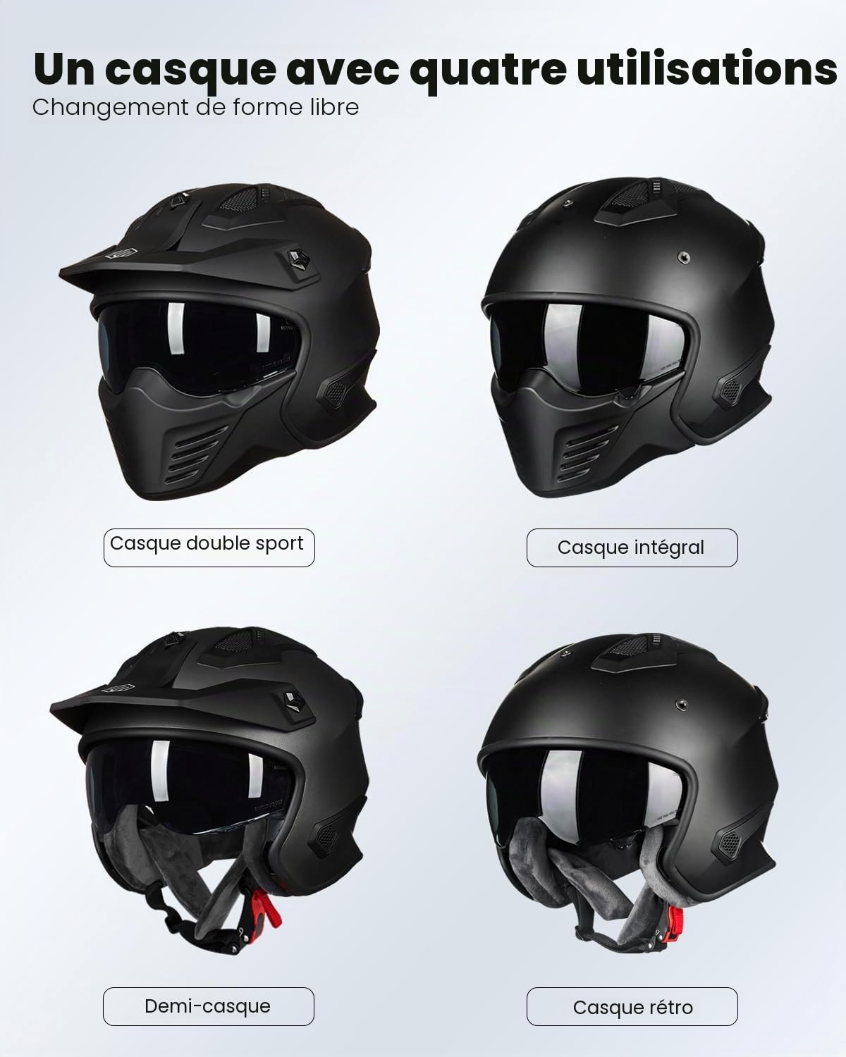 ILM Casque Moto Cross Homme Femme-Casque Moto Jet Vintage Rétro Moped Scooter Adulte Homologué ECE Modèle 726X
