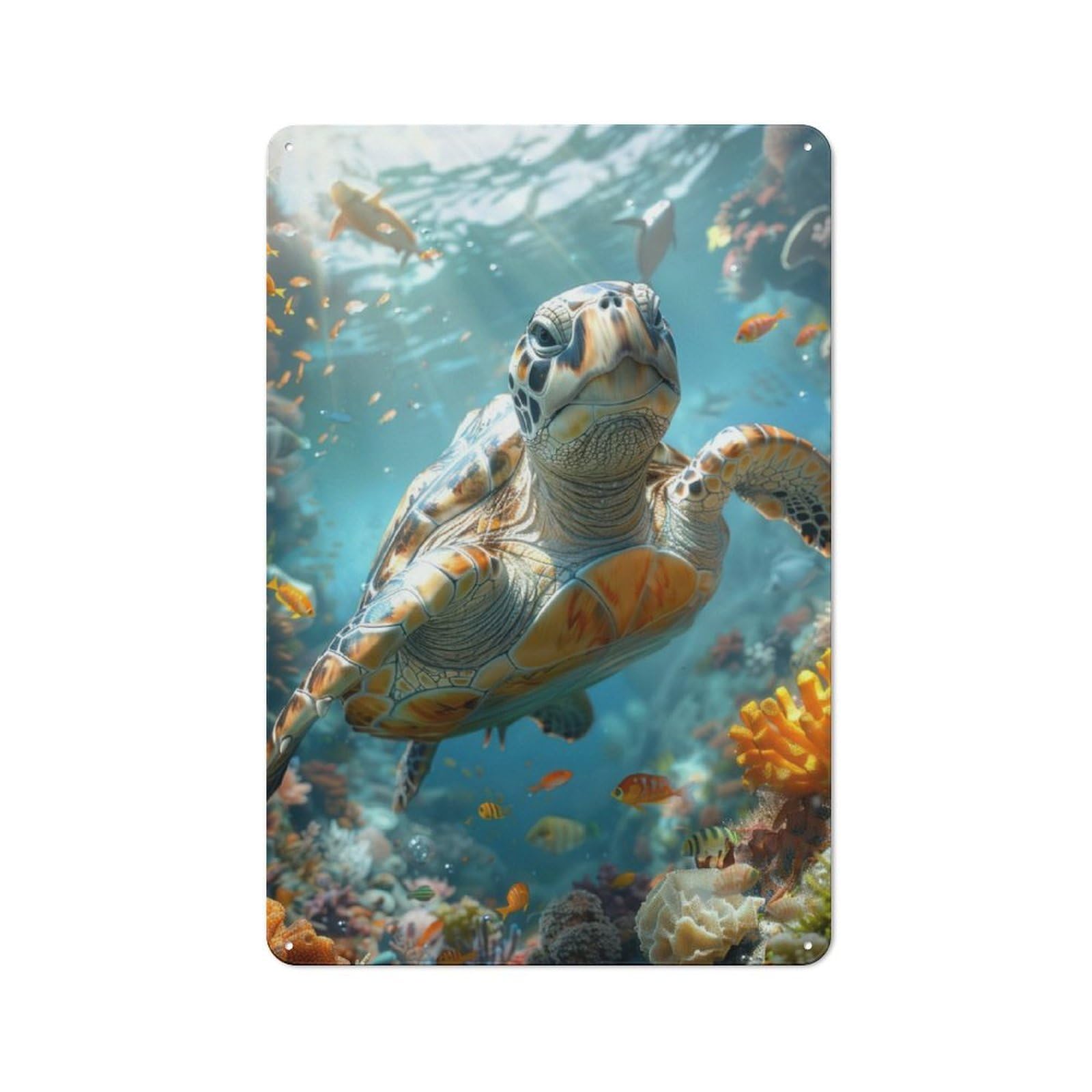 Junmoney Majestic Ocean Wanderer Tin Wall Plaque 30X20cm With For Living Room Wall, Gift For Feature Wall Decorators During The Christmas Season