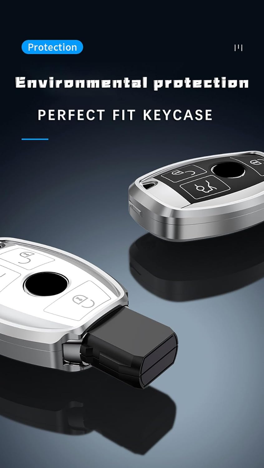 for Mercedes Benz Key Fob Cover Aluminum alloy Key Shell Case Keycover 3 Button for C E S M CLS CLA GLK GLA GLC GLE