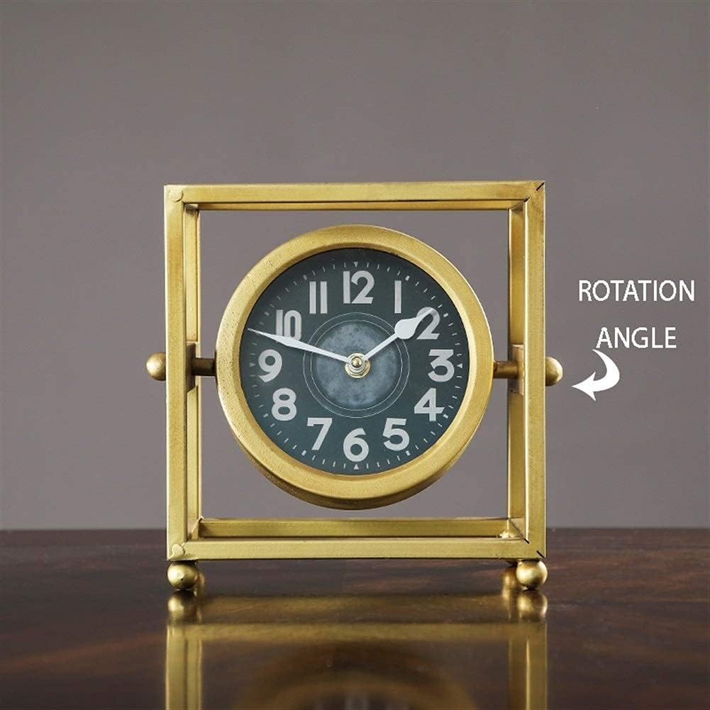 Mantle Clock, Industrial Wind Iron Desk Clock Time Precision Battery Powered Quartz Table Clock Desktop Decoration Ornaments,