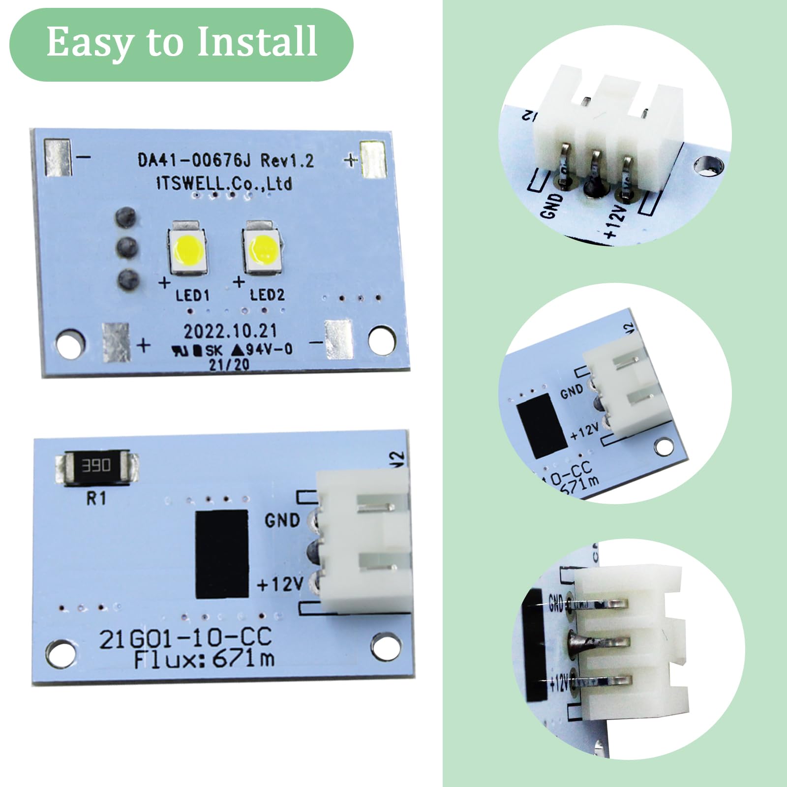 DA41-00676J - Luce LED per congelatore a LED, adatta per frigorifero Samsung AP6000168 PS11732779 EAP11732779 (2 pezzi)