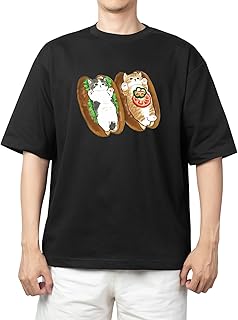 تي شيرت اسود كبير الحجم للشباب بتصميم قطة كيتي كيتي كاواي قطة لطيفة 109