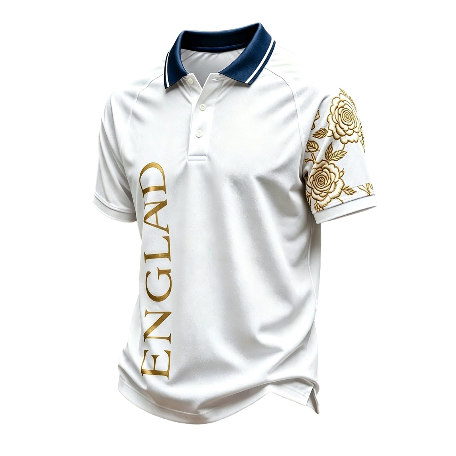 England Football Shirts National Flag Print Polo Shirt World Cup Lion Print Britain Short Sleeve T Shirt Stretch Regular Fit Sport Top for Soccer Supporter White XXXXXXL