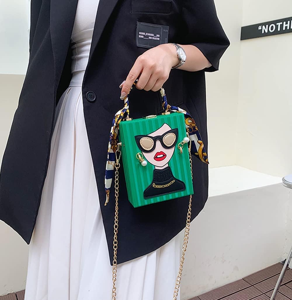 Women's Novelty Unique 3D Lady Face Leather with Crocodile Pattern Tote Handbags Funky Purse Hobo Crossbody Shoulder bags - Image 6