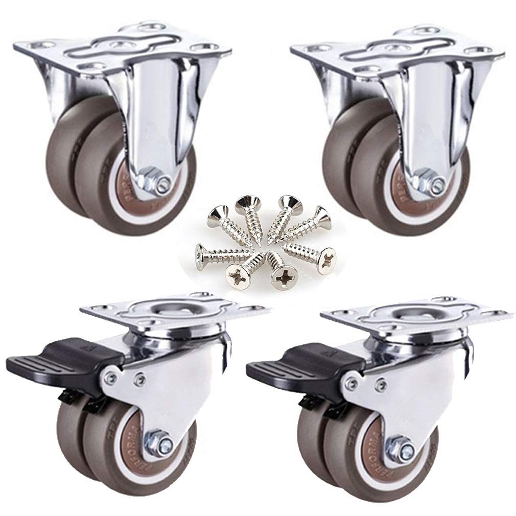 GYRAZXS Heavy Duty Swivel Casters for Furniture Rubber Swivel Wheels with Plate Furniture Wheels for Easy Movement Ideal for Carts and Trolleys