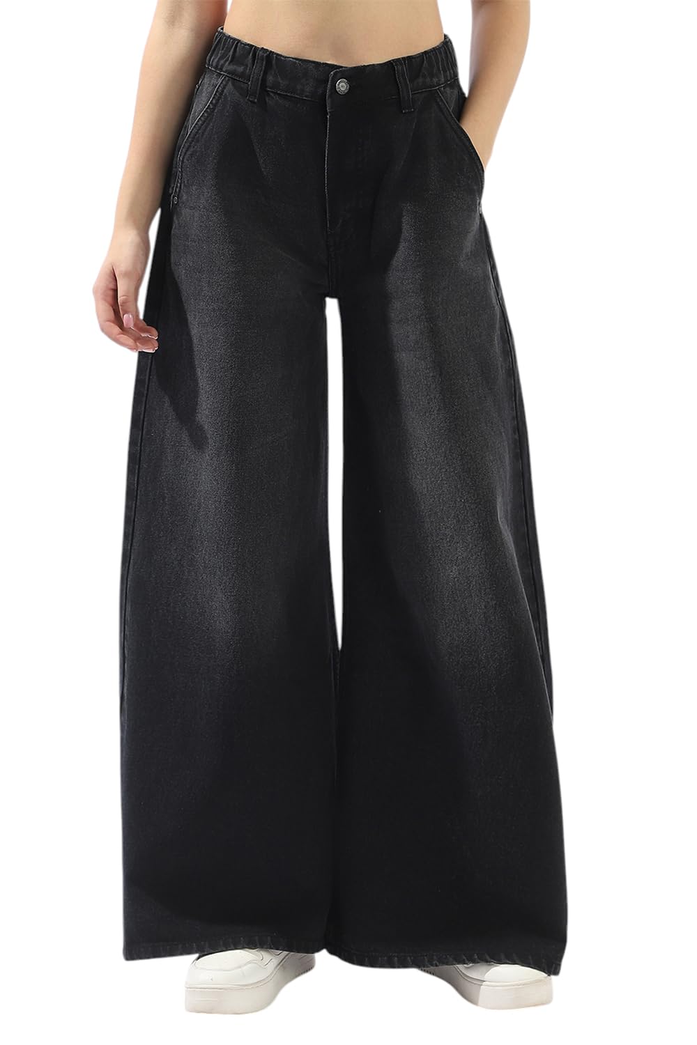 high star clothing High Star Women Washed Wide Leg Casual Jeans-picture-19