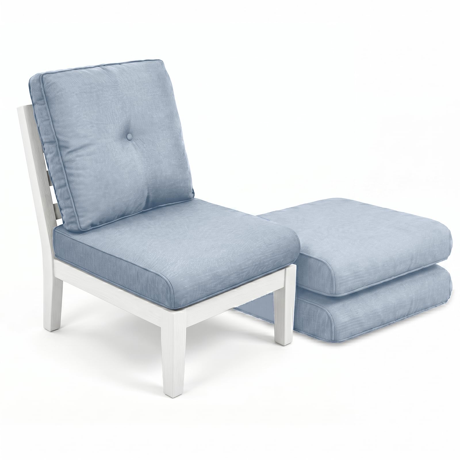 Luxury 4" Thick Outdoor Cushion Set of 3 - 22x24 Patio Furniture Cushions with 28D High-Density Foam, Water-Resistant &amp; Fade-Resistant Fabric, Removable Covers for Patio Furniture Sofa - Baby Blue