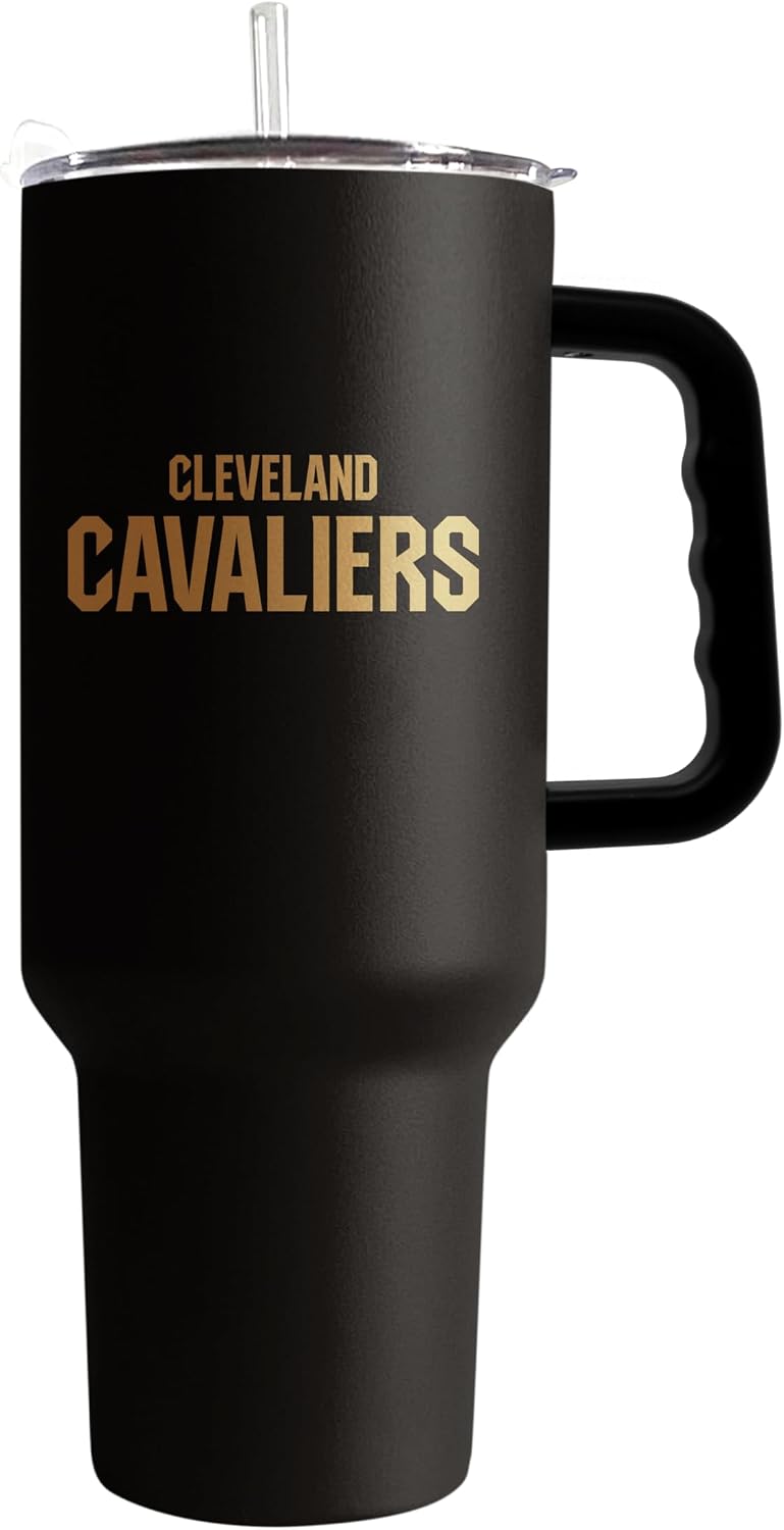 FANMATS NBA 40 oz Stainless Steel Handled Tumbler – Durable Powder Coat Finish - Fits Most Cup Holders, Vaccum Insulated, Officially Licensed NBA Cup - Comes With Straw