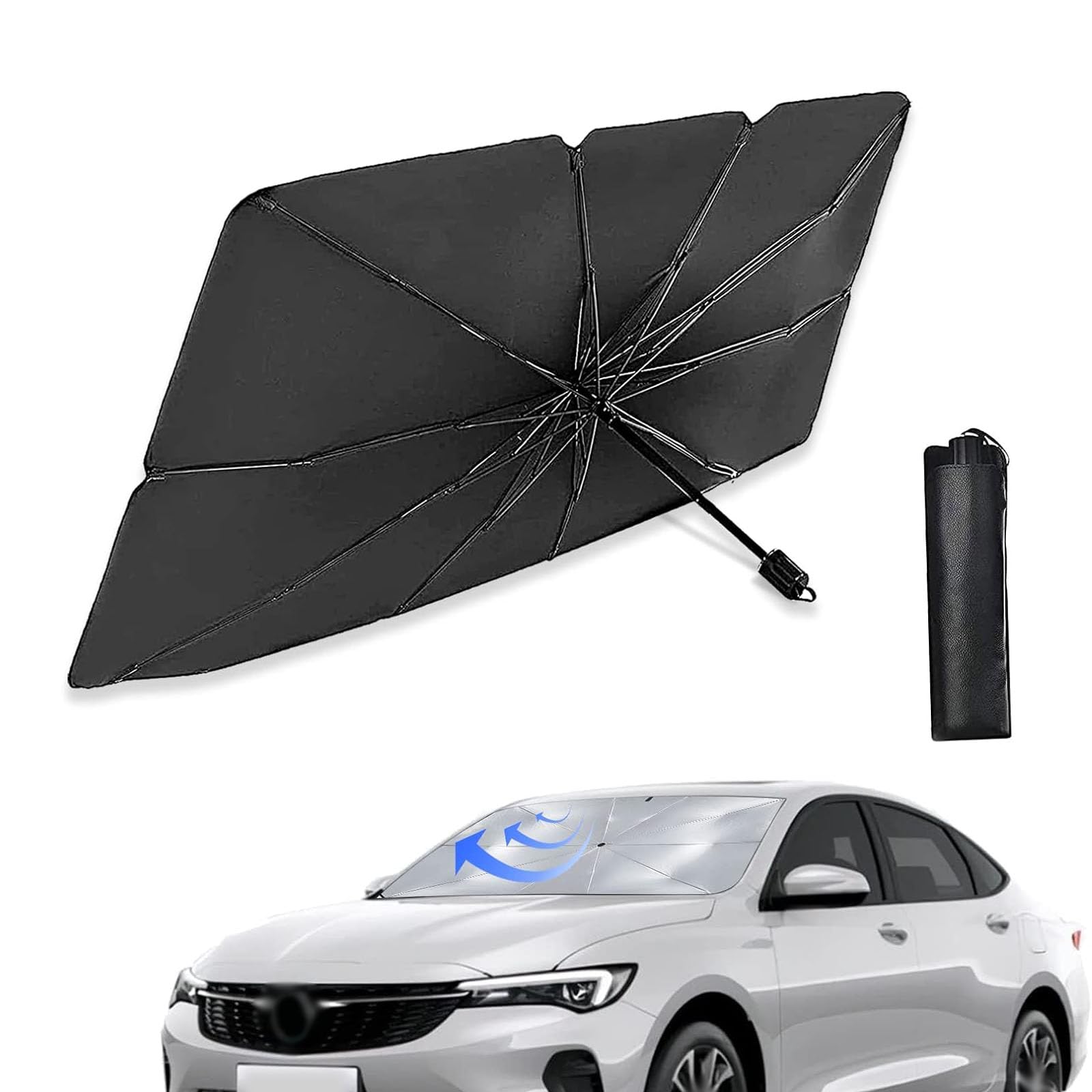 UGSHYPack-1 Car Windshield Sun Shade Umbrella, 31 Inches x 55 Inches Foldable Sun Shield Shade, Universal Automobile Replacements, for Most Cars, Trucks and Vans (Silver)
