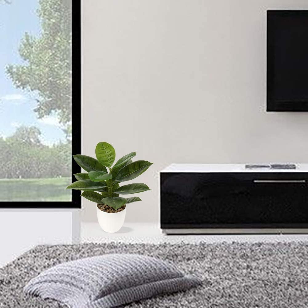 Briful 18'' Tall Artificial Plants Fake Fiddle Leaf Fig Houseplant Realistic Faux Indoor Plant in White Pot for Home Table Decor - Image 7