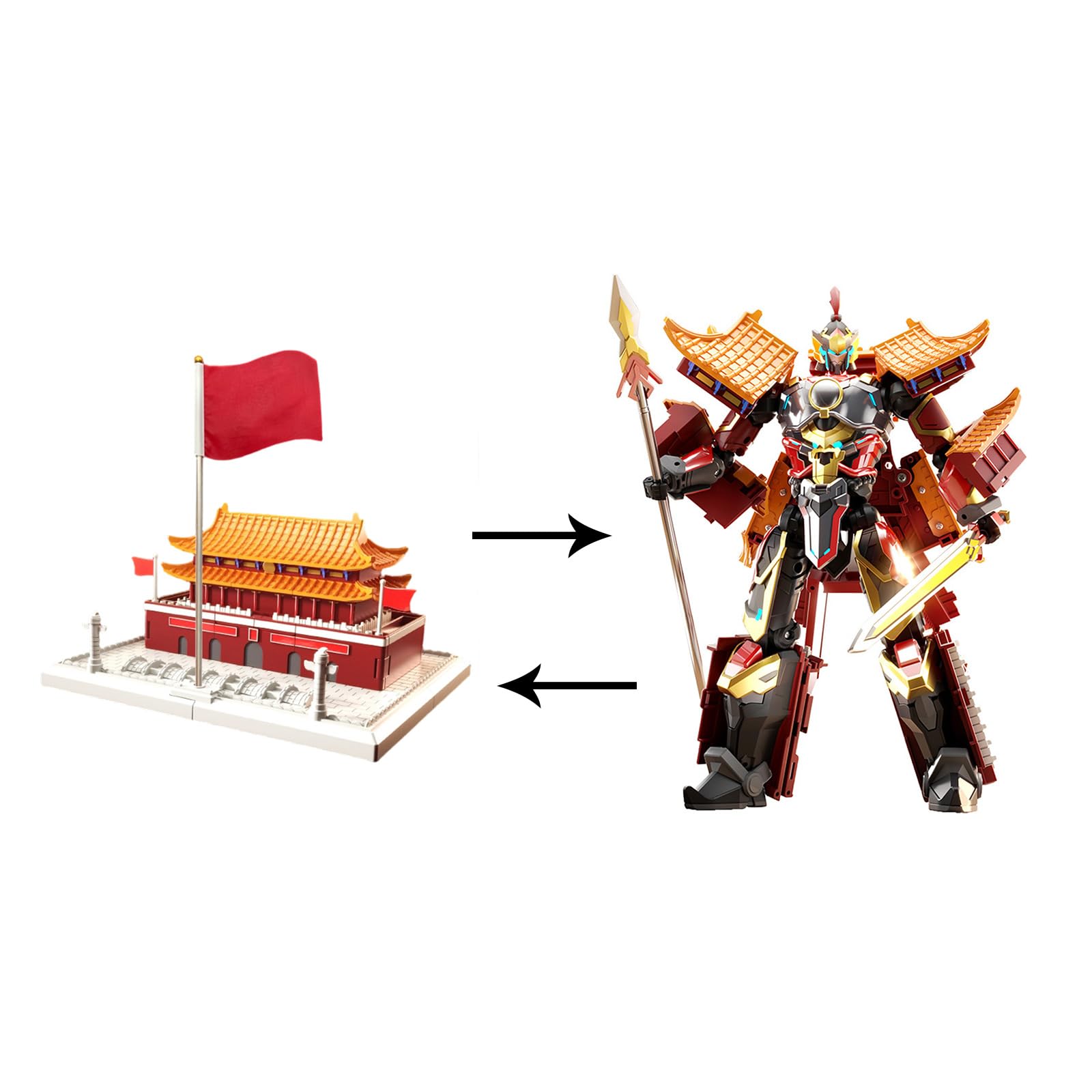 Tiananmen Thema, verformbares Robotermodell, Actionfigur mit Verformungsdesign für die Präsentation Kinderzimmer und kreatives Bauspielzeug für Rollenspiele