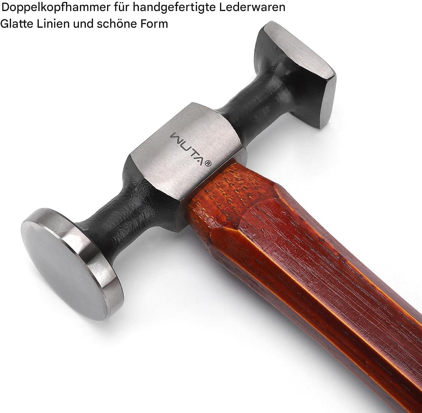 WUTA Doppelköpfiger Hammer mit Kohlenstoffstahlkopf Walnussholzhammer