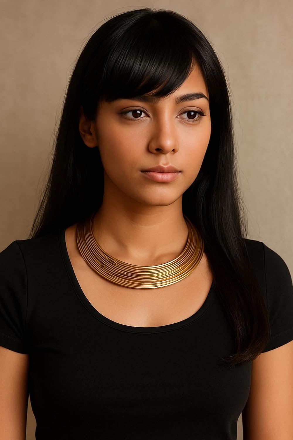 Touchstone Chunky Choker Collar Gold Silver Necklaces for Woman Statement Thick Dainty Goddess Necklace Women Torque Brass Wire Trendy Costume Open Neck Cuff Fashion Jewelry Accessories - Image 4