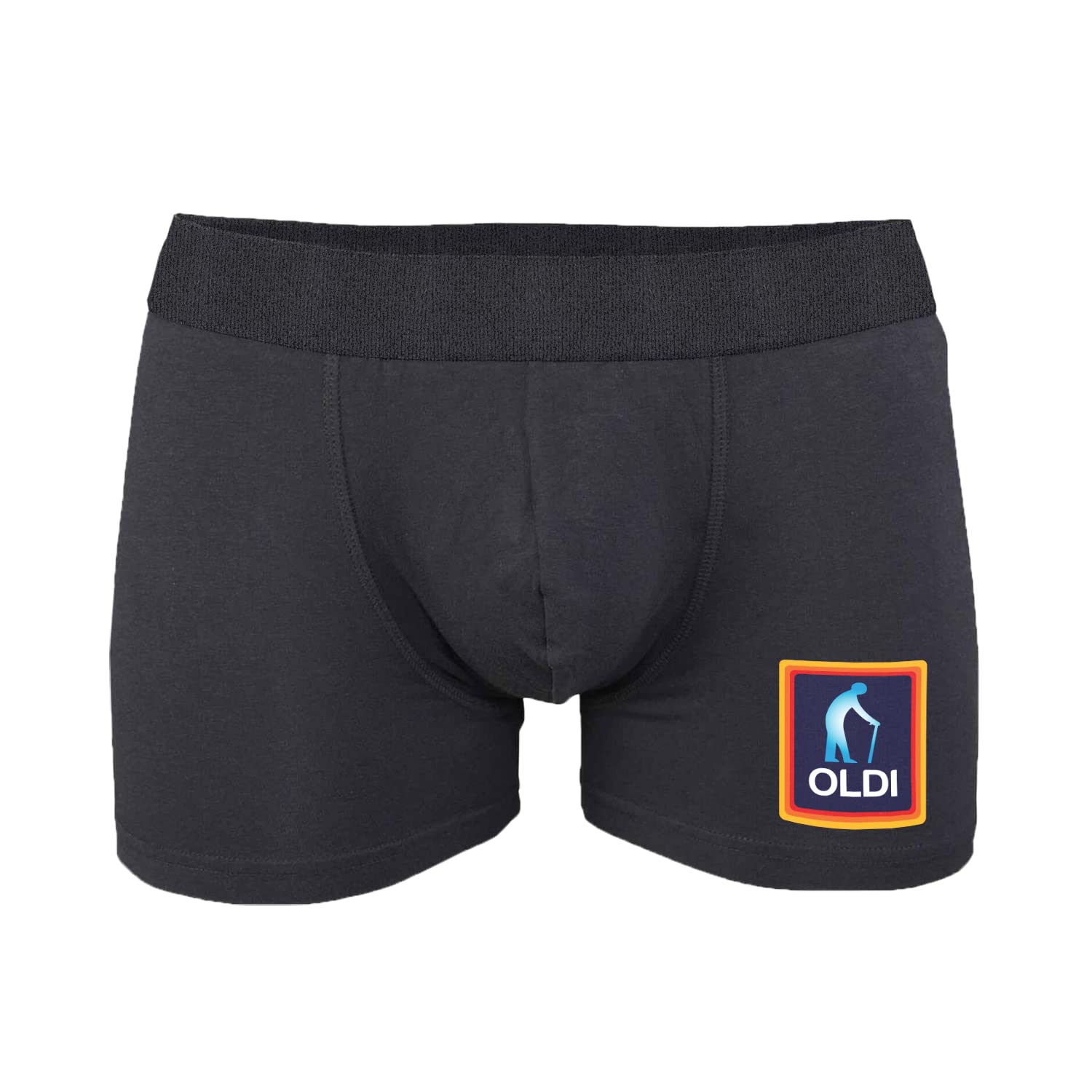 SMARTYPANTS Oldi Man Mens Boxers - Novelty Boxer Shorts Breifs Trunks Underwear For Him Funny Old Joke Father's Day Birthday Dad Daddy Husband Grandad Gift Present (Large, Black)