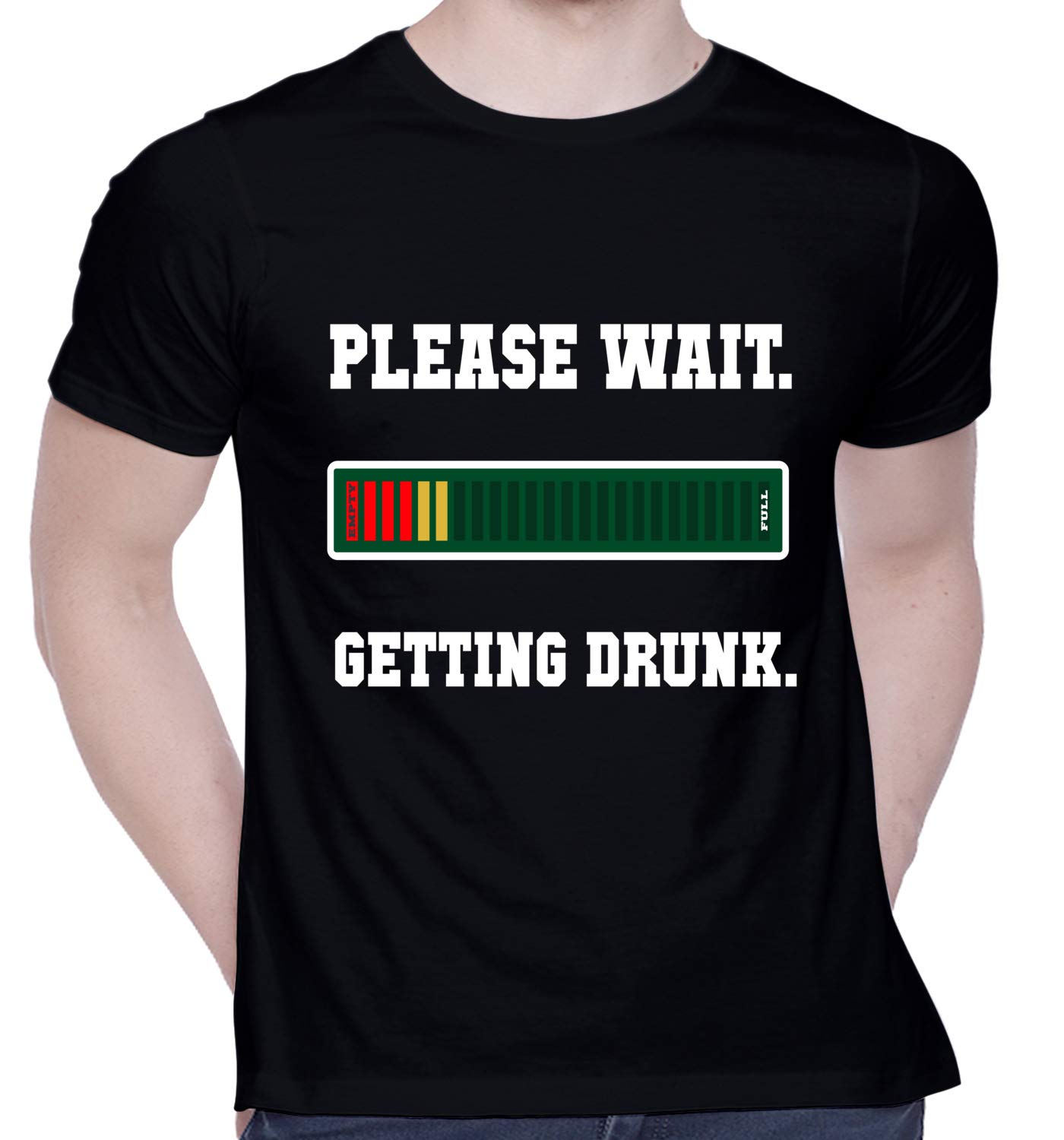 CreativiT Graphic Printed T-Shirt for Unisex Please Wait. Getting Drunk. Tshirt | Casual Half Sleeve Round Neck T-Shirt | 100% Cotton | D00304-9