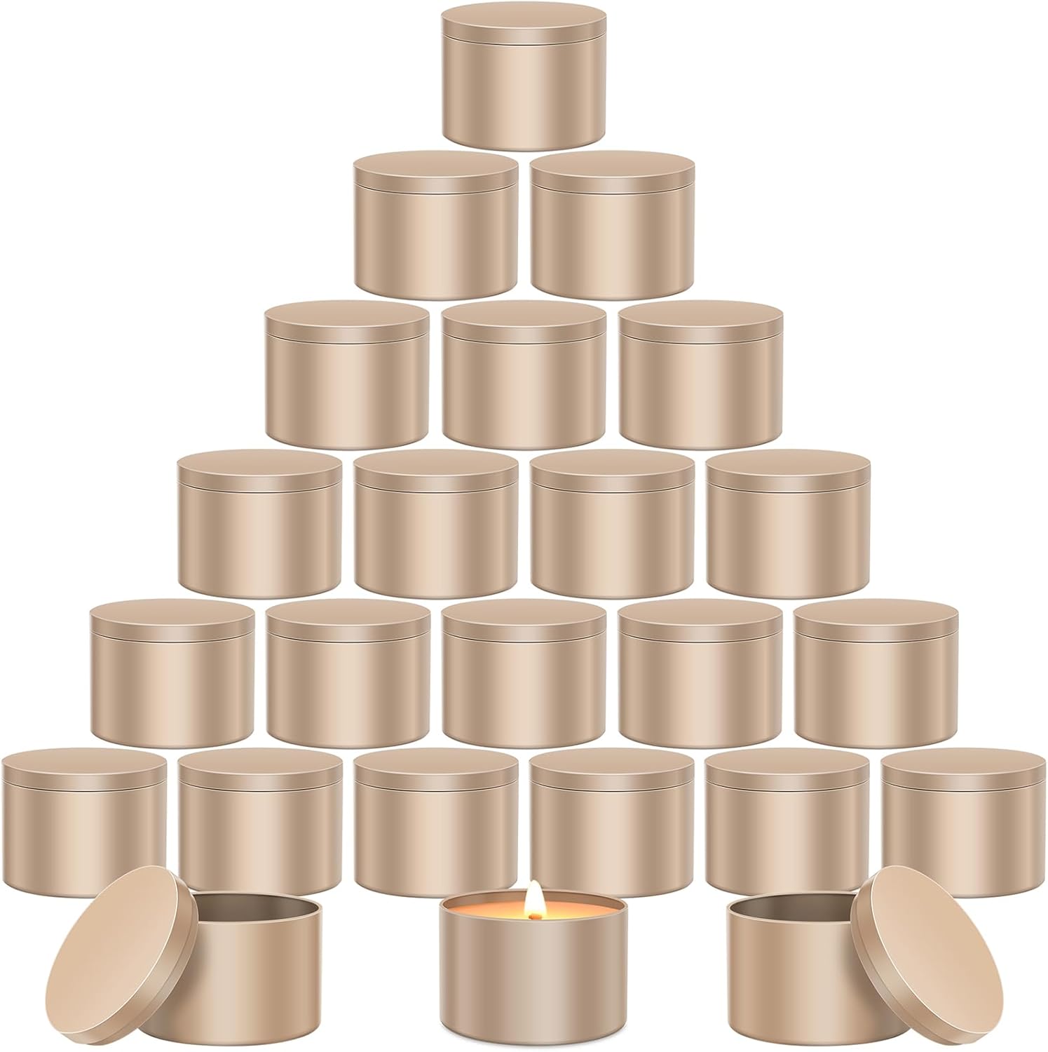 AOSWELE 24 PCS Gold Candle Tins 8 OZ Bulk, Premium Empty Candle Tin Jars 8OZ, Matte Candle Tin Container, Candle Tin Can, Sleek Candle Vessel for DIY Candle Making Supplies Kit