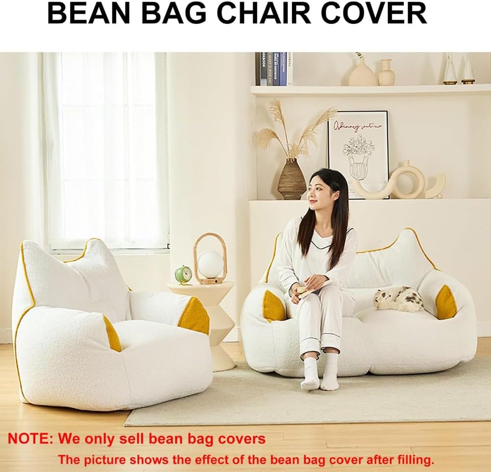 ビーンバッグチェアカバー ハイバック ふわふわ ソフト ラウンジャー 快適家具 (詰め物なし) 屋内/屋外用ソファ家具、レイジーソフ
