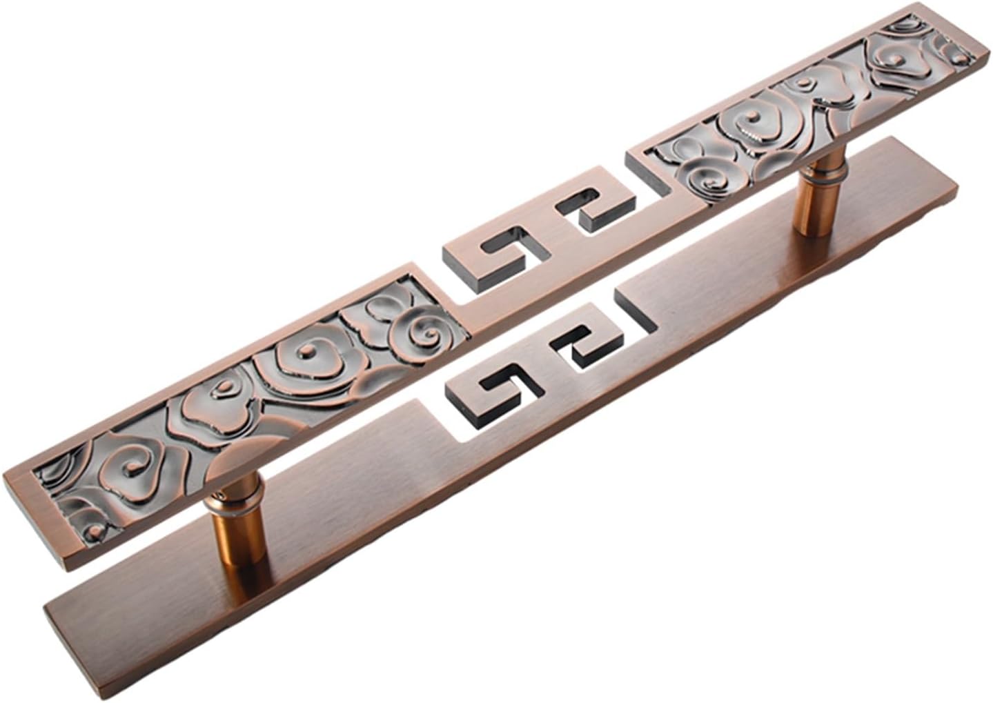 Chinese Style Red Antique Brass Door Pull Handle for Single Door Commercial Grade Double Sided Handle Hardware for Residential Use (Size: 180X140cm/70.9" X55.1")