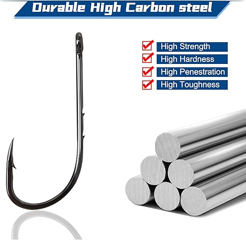 Miniatura 4 de MAFIMOEA - Paquete de 110 anzuelos de pesca con forma de pulpo, pequeños ganchos de alto carbono, ganchos circulares surtidos para lubina, crappie,