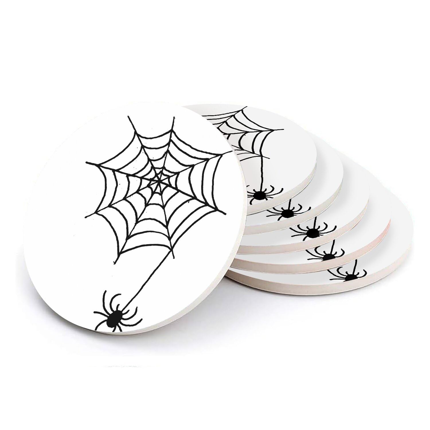 Sous verre ronds en céramique Halloween araignée dessous de verre absorbant