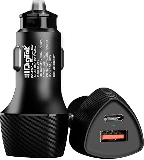 Digitek (DMC QC PD 48W) Dual Port Fast Car Charger Type-C PD & USB Charging Adapter for Cars, Charge Android & iOS Smartph... Price In India