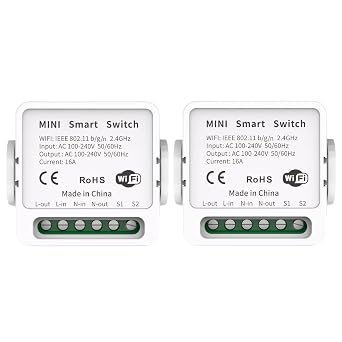Mengshen Smart WiFi Light Switch No Hub Required APP Remote Control DIY Module for Smart Home Automation Solution Voice Control Compatible with Alexa & Google Home Assistant Voice Control 2 Pack