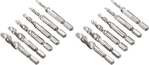 Miniatura 8 de Juego de 6 brocas combinadas SAE para taladrar HSS desbarbar con vástago hexagonal de 1/4 de pulgada BSW 1/8, 5/32, 3/16, 1/4, 5/16, 3/8