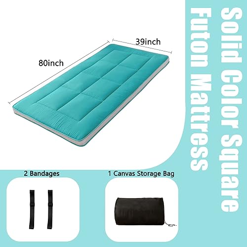 Miniatura 74 de MAXYOYO - Colchón tipo futón japonés, acolchado, para cama, extra grueso, plegable, transpirable, tumbona para el suelo, cama de invitados para Azul