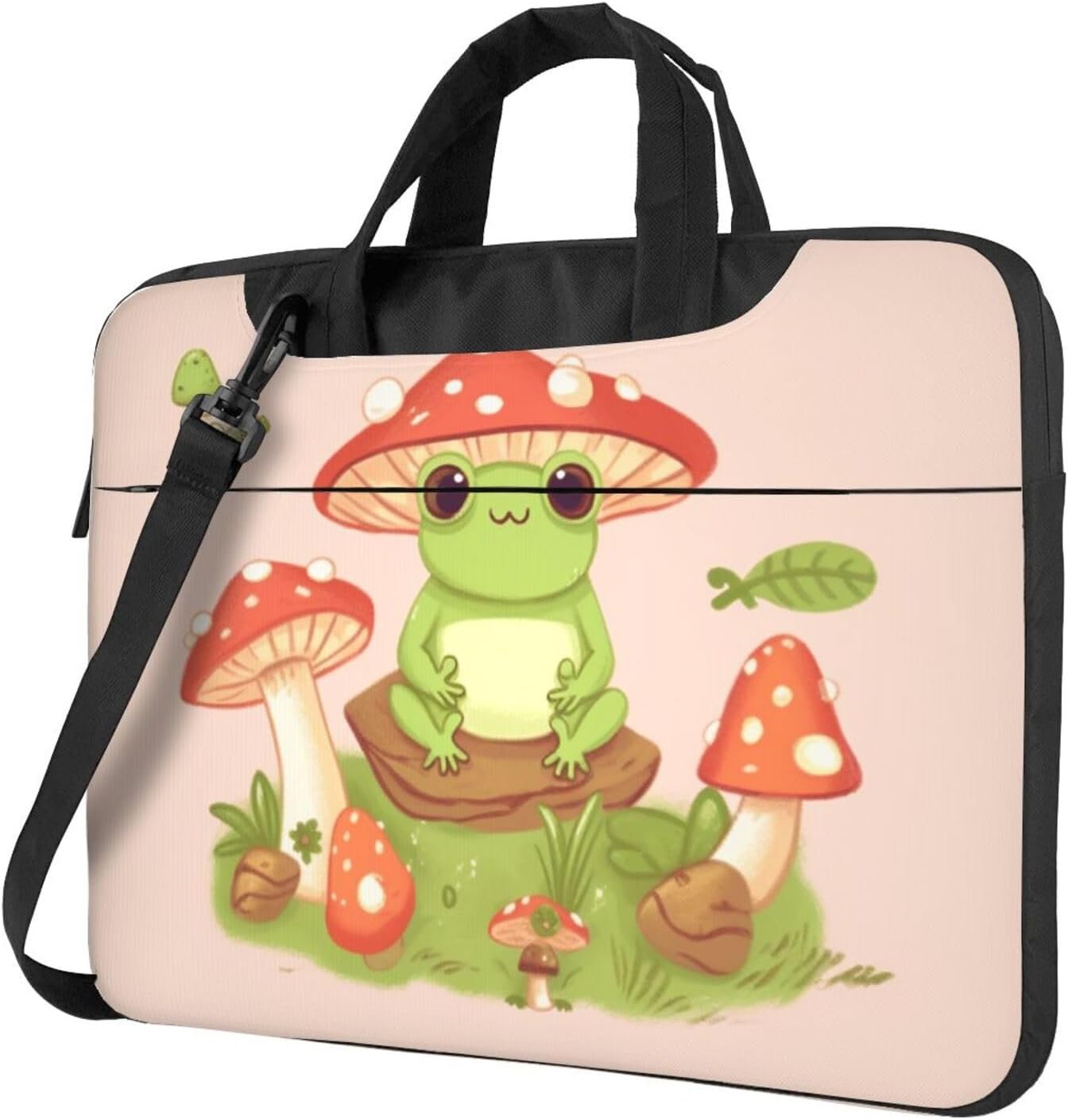 Laptop Bag Cute frogs and mushrooms Messenger Shoulder Bag for Laptop or Tablet Carrying Case