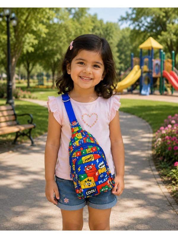 Image of Kizzi Print Colourful Cross body Bags for Boys and Girls Kids School, Picnic, Return Gifts