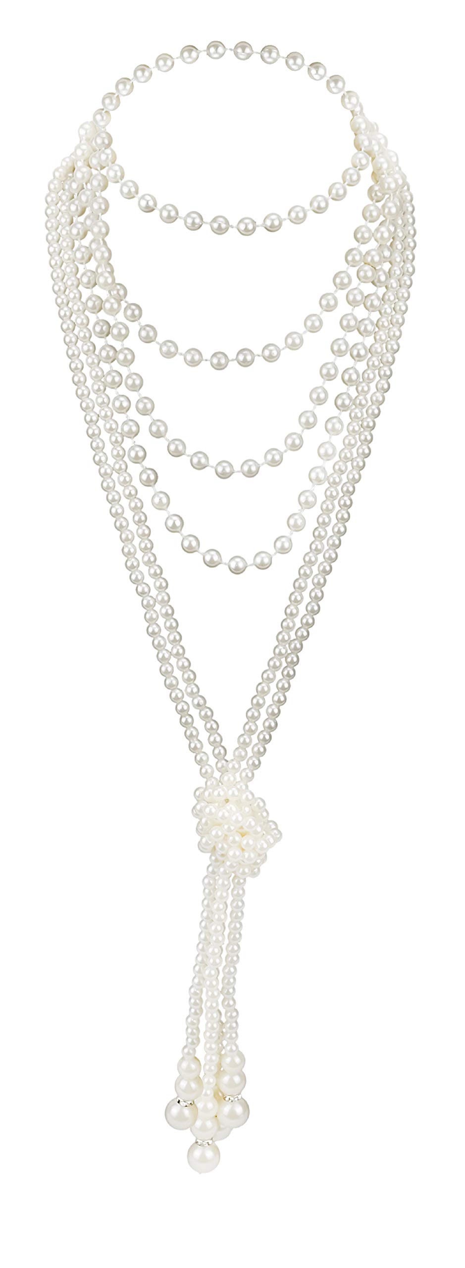 Zivyes 1920s Necklace Gatsby Accessories 67.8" Imitation Pearl Necklace and 45" Knot Necklace