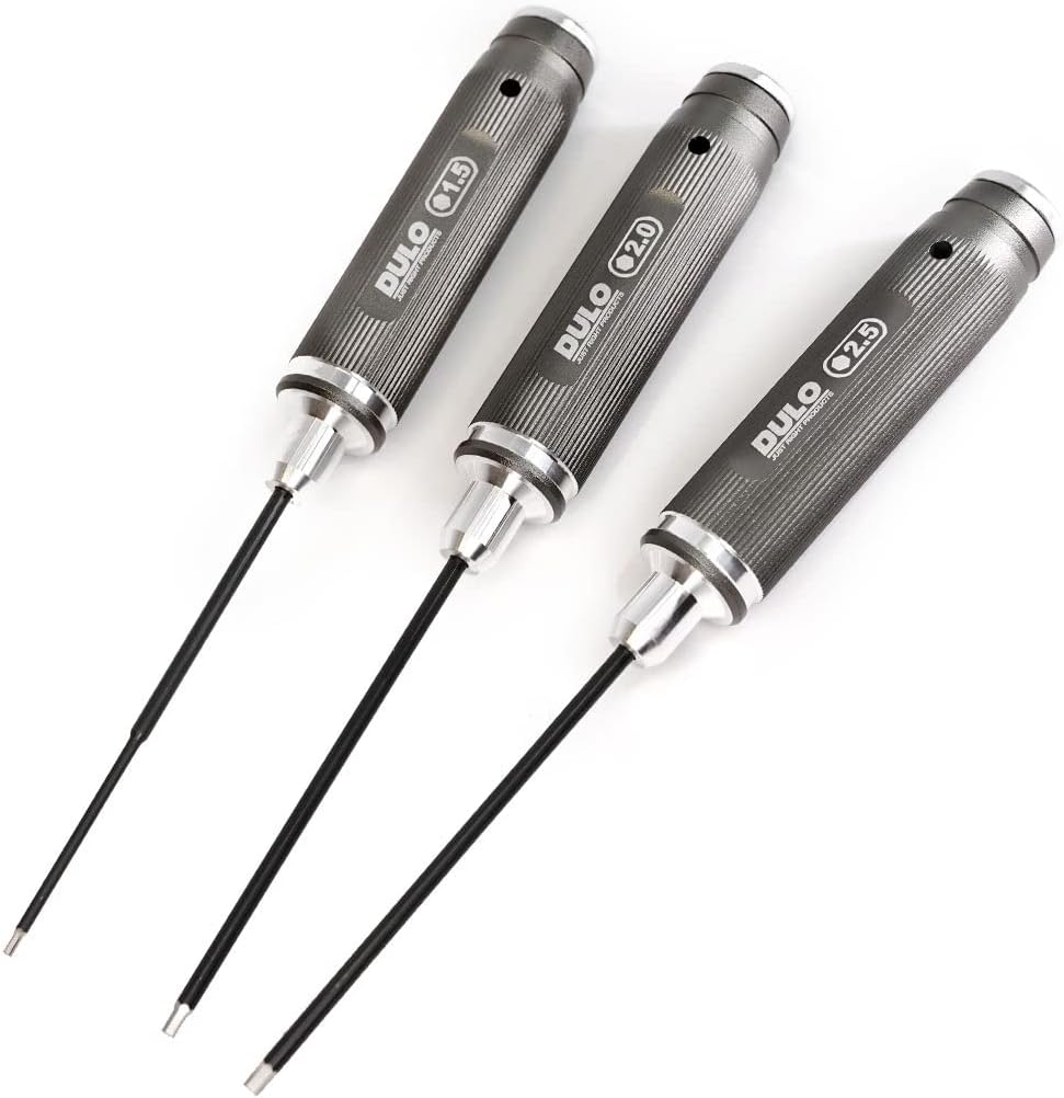 Raywood DULO RC Maintenance Screwdriver HEX 3-Piece Set RC Car Repair Maintenance Radio Control Drone Setting (HEX, Steel Gray)