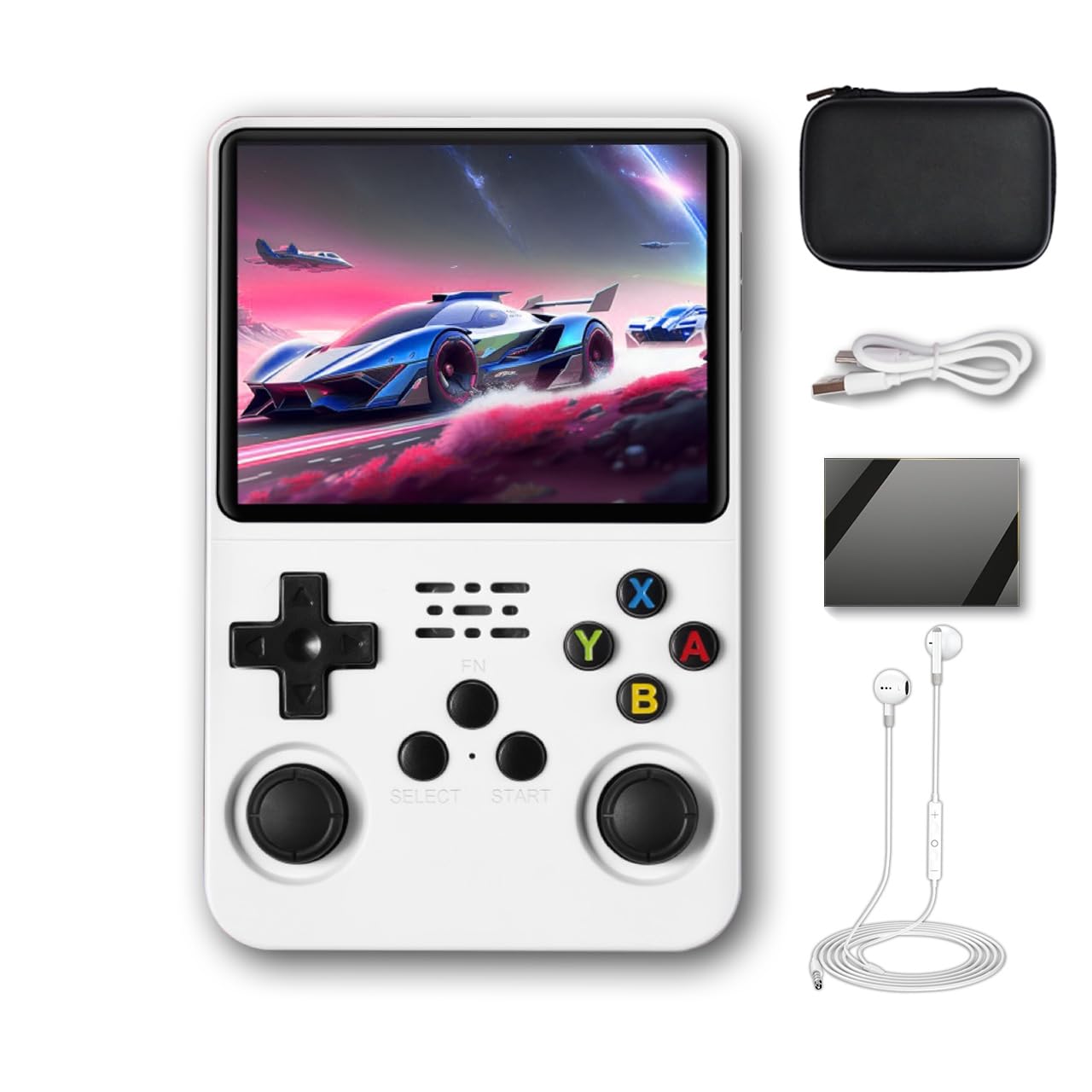EWDGOES R36S Handheld Game Console 3.5 inch Preinstalled Emulator System White 32GB+64GB