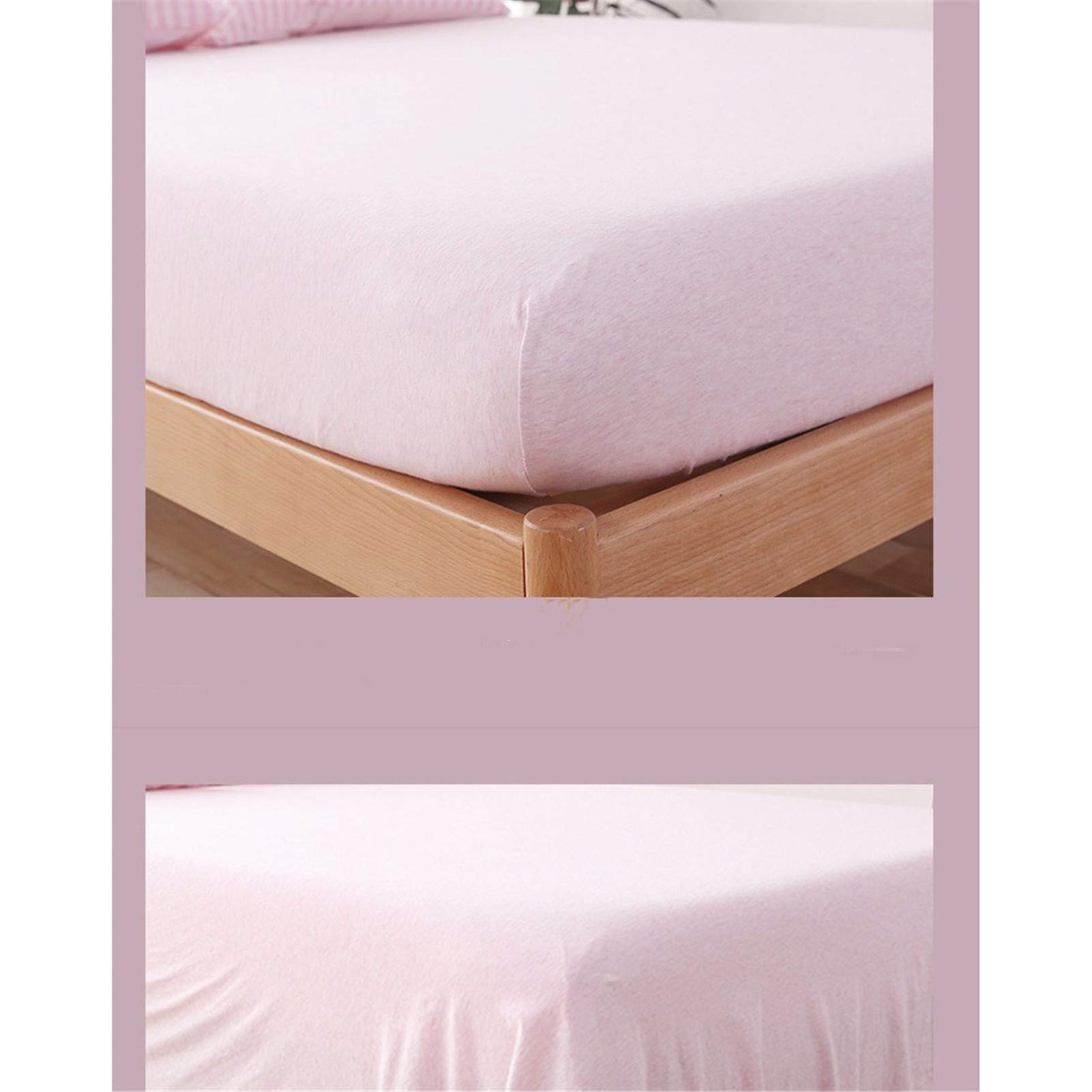 BEDSETS Protector De Colchón, De Rizo, Ajustable, 100% Impermeable con Tratamiento Antiácaros, Fabricado con Algodón Biorgánico (Pink B,180 * 200+25CM)