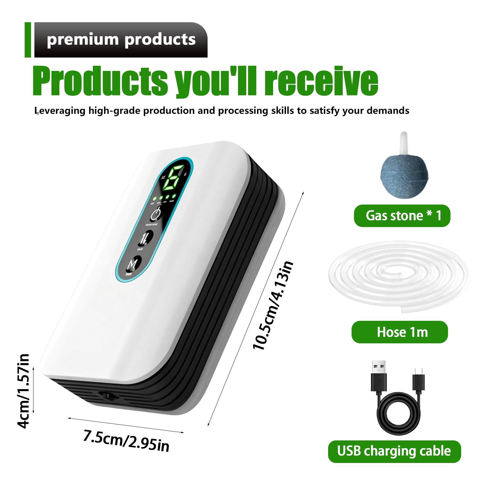 Pompe à air d'aquarium, rechargeable par USB, avec 1 sortie, 6 niveaux de débit d'air réglable, 3 l/min, aérateur portable, pompe d'aquarium pour aquariums, étangs de jardin, pêche en plein air