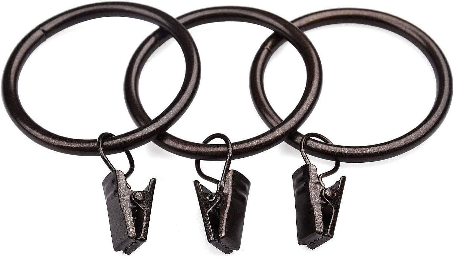 Curtain Rings with Clips - Set of 28, Interior Diameter 1.75inch,Fits Up to 1 1/2 Inch Rod - Oil Rubbed Bronze …