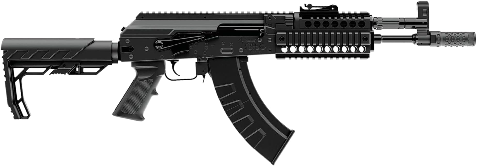 Crosman CAK1 Full Auto CO2-Powered BB Air Rifle with 28-Round Magazine - Selectable Full or Semi-Auto, 430 FPS, Foldable Stock - Black
