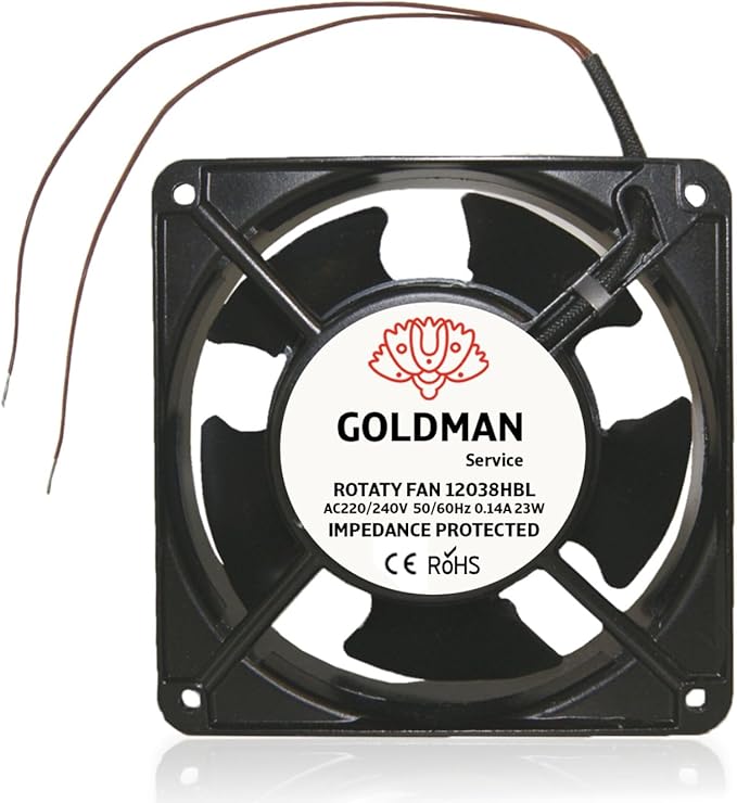 Ventilador axial para cassette de chimenea de alta temperatura 120x120x38 mm