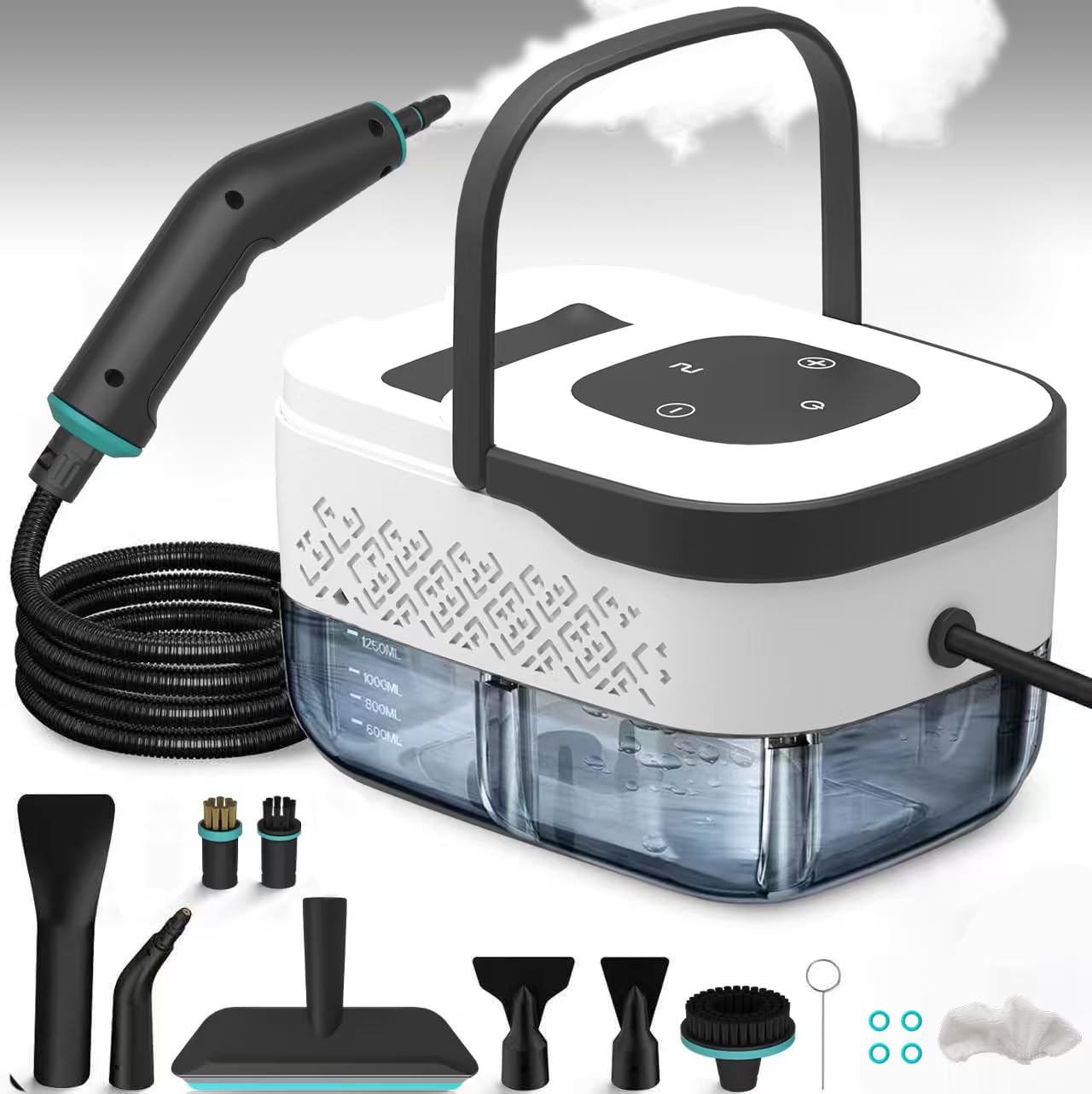 Handheld Steam Cleaner for Home Multi-Purpose Cleaning System Black and White Design Portable Steamer with Attachments High Pressure