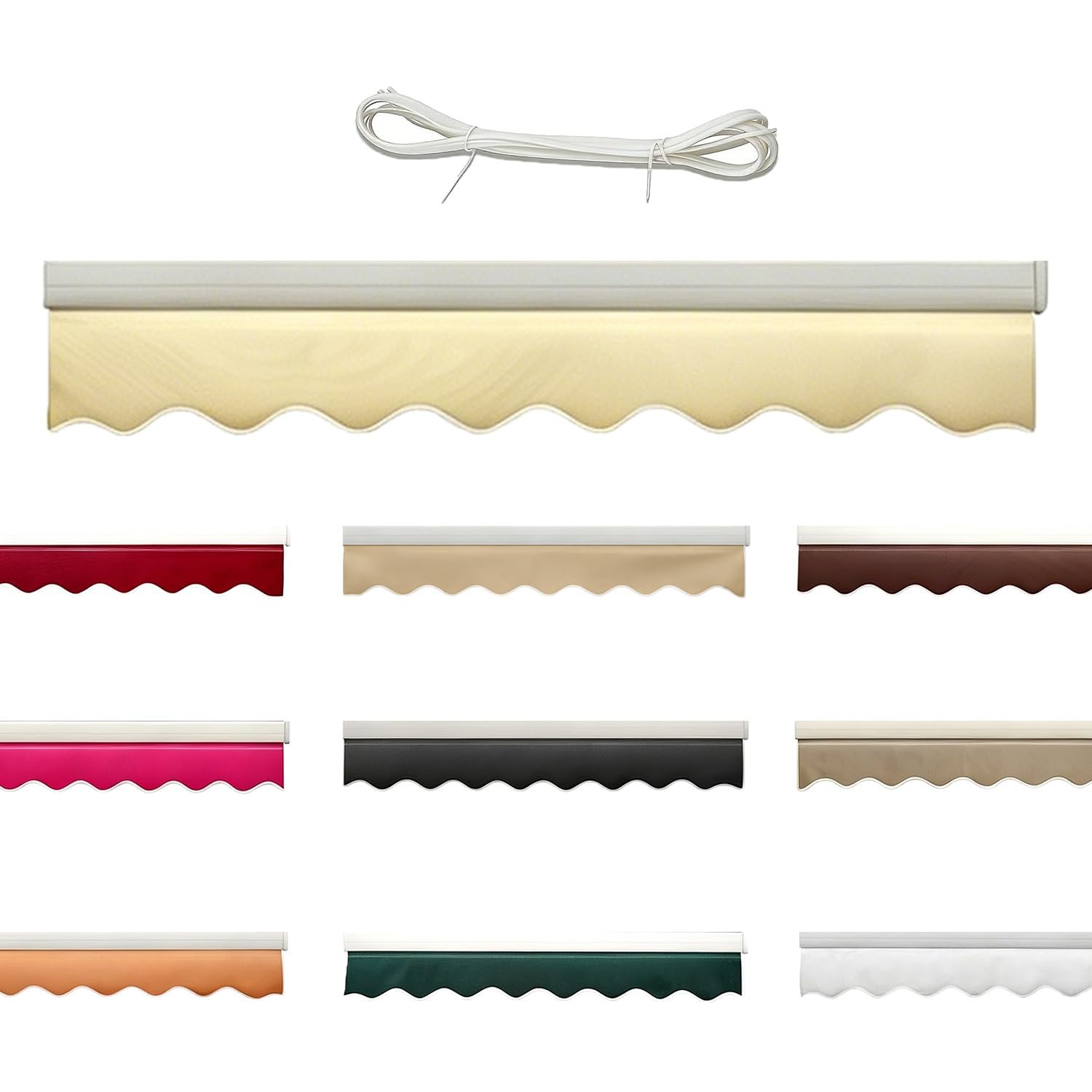 Mantovana di ricambio per tenda da patio, striscia in tela per tenda da sole, mantovana anteriore di ricambio impermeabile per tettoia da esterno per giardino terrazza(Beige,380cm)