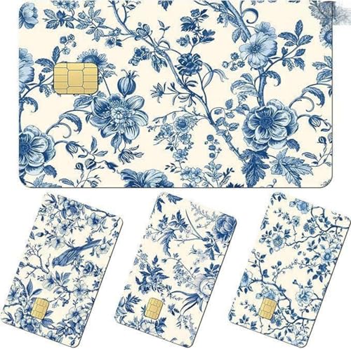 Traditional Chinese Floral & Bird Pattern Credit Card Vinyl Skins - 4-Piece Set, Privacy Protection, Easy to Apply & Clean, Mult